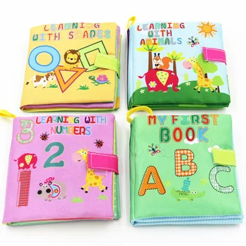 MOONBIFFY 4 Style Soft Cloth Books Rustle Sound 0-36 Months