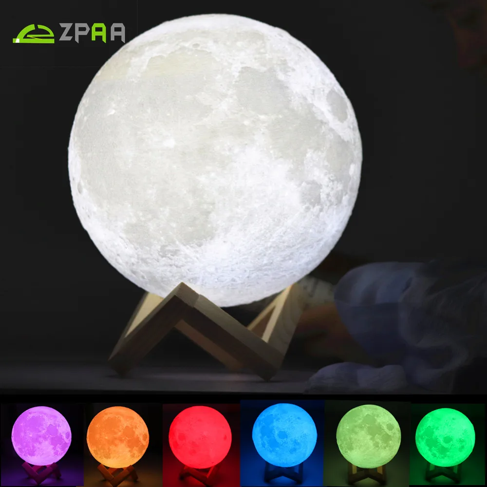 

Rechargeable 3D Print Moon Light Touch Switch Moon Lamp 18CM 20CM LED Bedside Bookcase Night Light Home Decororation Luminaria