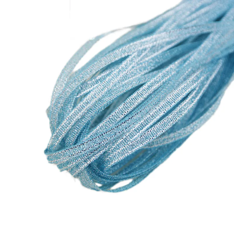(40 meters/lot) 1/8'' (3mm) Sky Blue Metallic Glitter Ribbon Colorful gift package ribbons wholesale | Дом и сад
