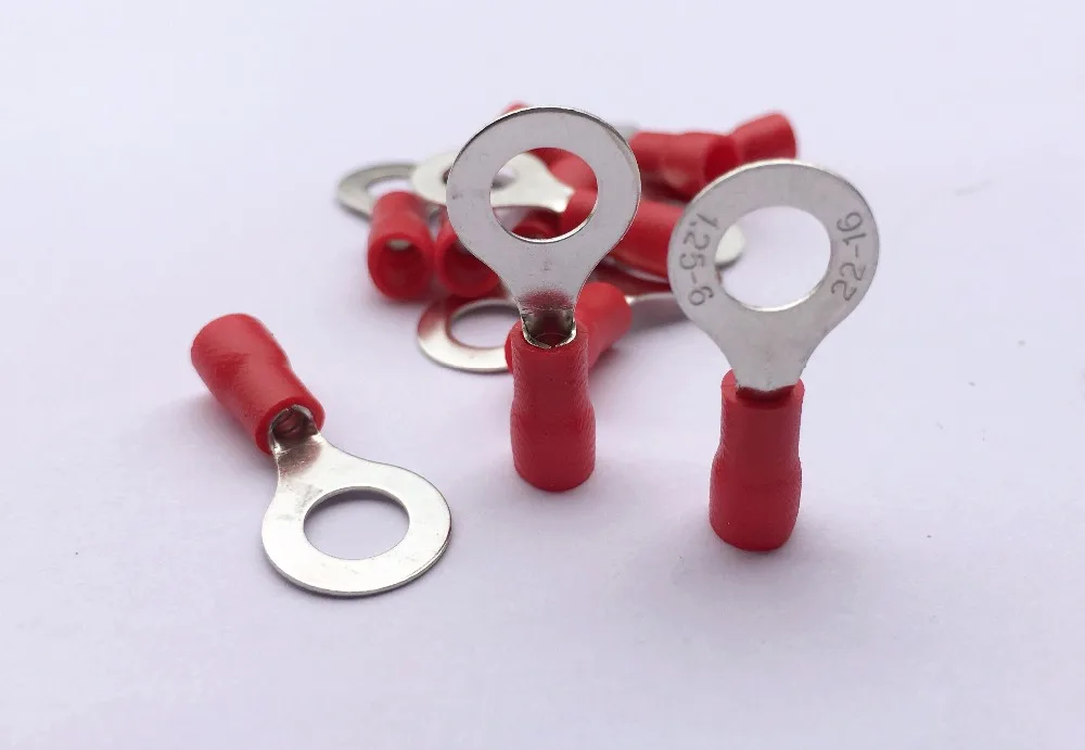 

RV1.25-6 Copper Ring Insulated Wire Connector Electrical Crimp Terminal Cable Wire Connector 100PCS/Pack
