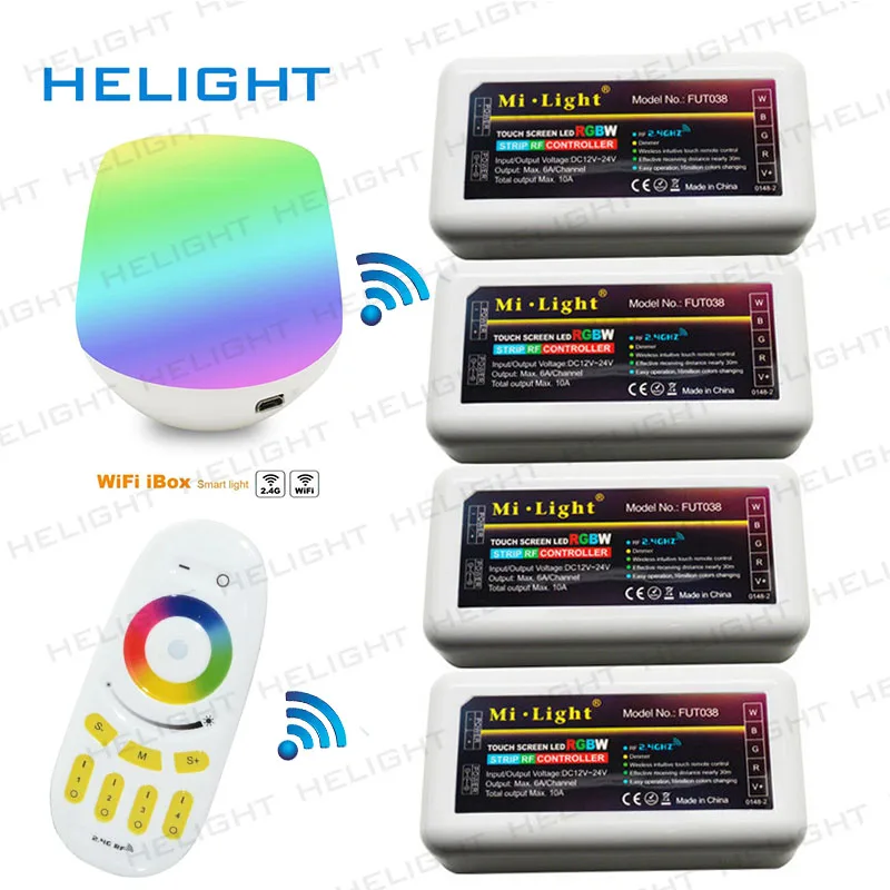 

2.4G WiFi RGB/W Controller led miLight hub RF touch 4Zone RGBW remote 2.4G RGB RGBW Controller for Strip light 12-24V Free ship