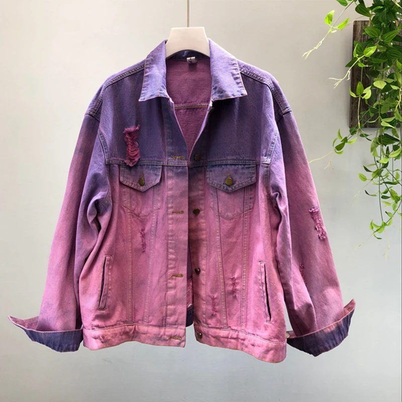 purple denim jacket womens