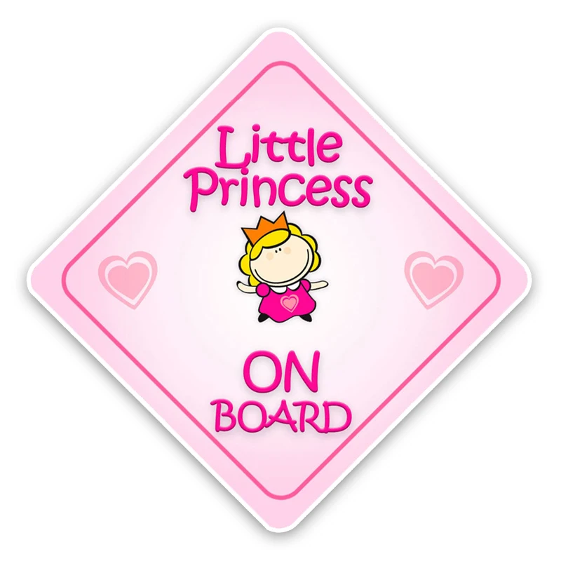 Personalised Child/Baby On Board Car Sign ~ Little Princesses On Board ~ Pink 