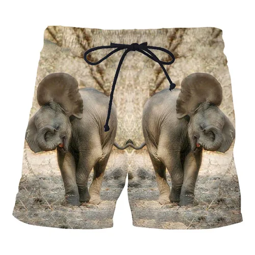 Мужские Пляжные пляжные шорты с животным слоном, веселая 3D-печать, мужские повседневные шорты, модные мужские летние популярные мужские крутые шорты - Цвет: 1