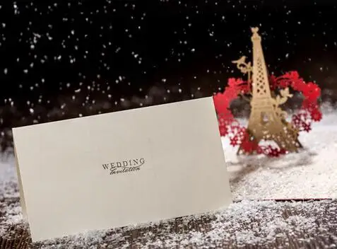  New Arrive 3D greeting cards Eiffel Gift Greeting 3D Blessing Cards invitation card wedding card - 32672112582