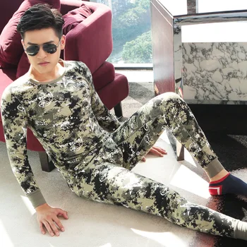 

Cockcon Underwear Suit Warm Printed Thermal Underwear Mens Long Johns Thermal Underwear Thick Plus Velvet Printed Long Johns Set
