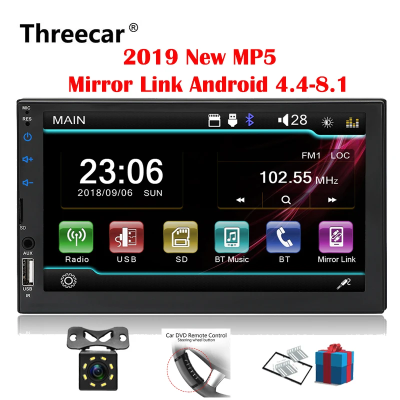 

2 din car radio 7 inch Support Rear Camera FM Autoradio Bluetooth USB No android Carplay