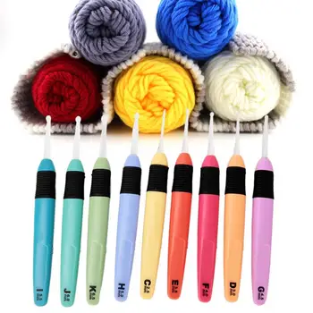 

9 Pcs Plastic Crochet Hook with LED Light Ergonomic Handle Manual DIY Knitting Quilting Stitching Craft Sewing Kits