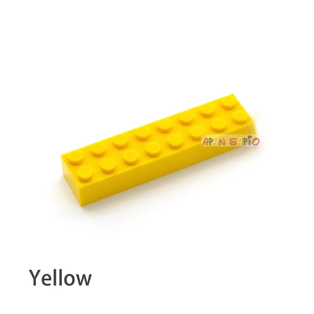 20pcs DIY Building Blocks Thick 2x8 Dots Educational Creative Toys for Children Figures Plastic Bricks Size Compatible With 3007 Yellow 20pcs