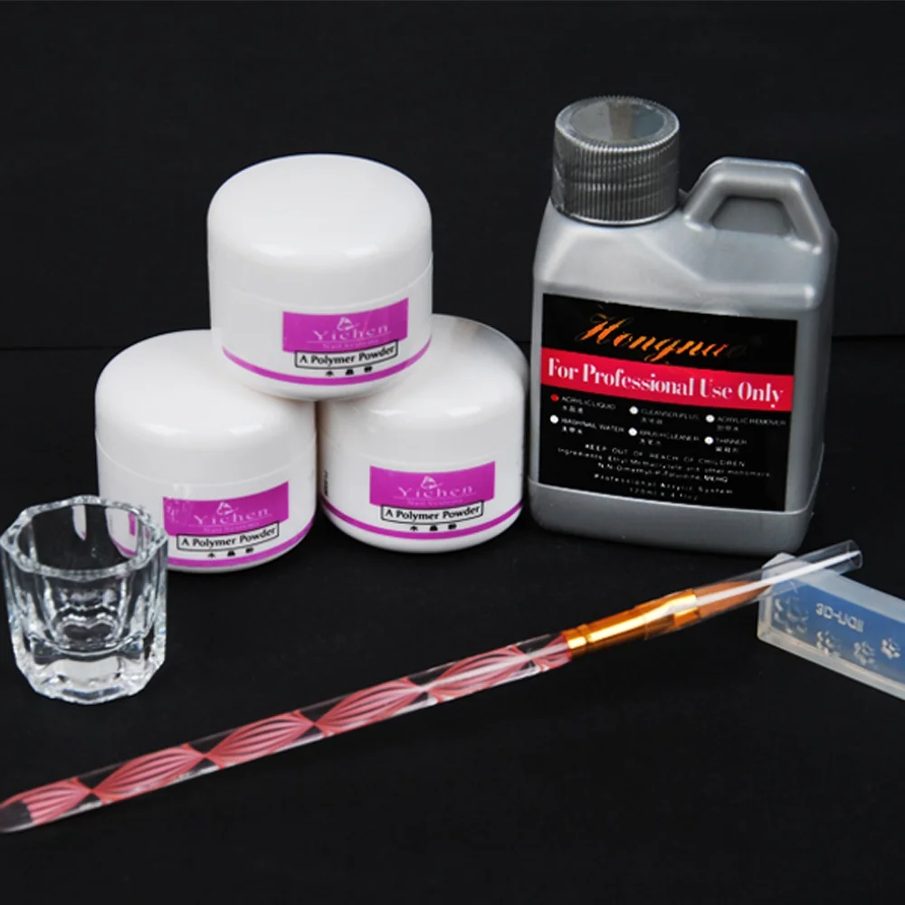 NEW Pro Acrylic Powder Liquid Kits Nail Art Tip Kit Dust 3D Mold Brush