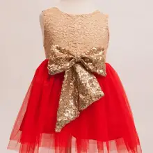 Новинка девушка платье принцессы; сезон лето Модная одежда для девочек Шнуровка с бантиком Платья для вечеринок с блестками детская одежда От 2 до 6 лет