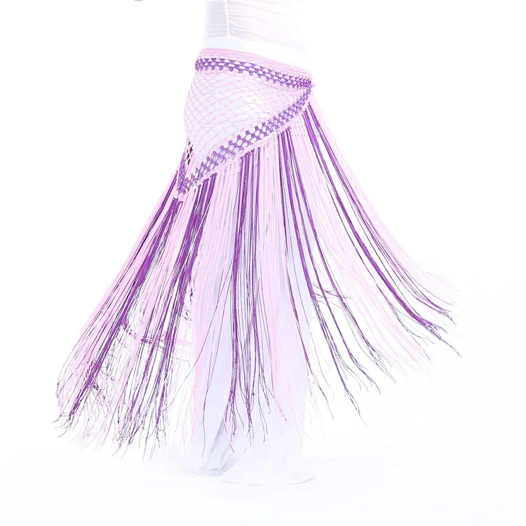 Аргентина стиль танец живота одежда аксессуары практика Длинный кисточкой треугольный ремень ручной крючком танец живота цветной хип шарф