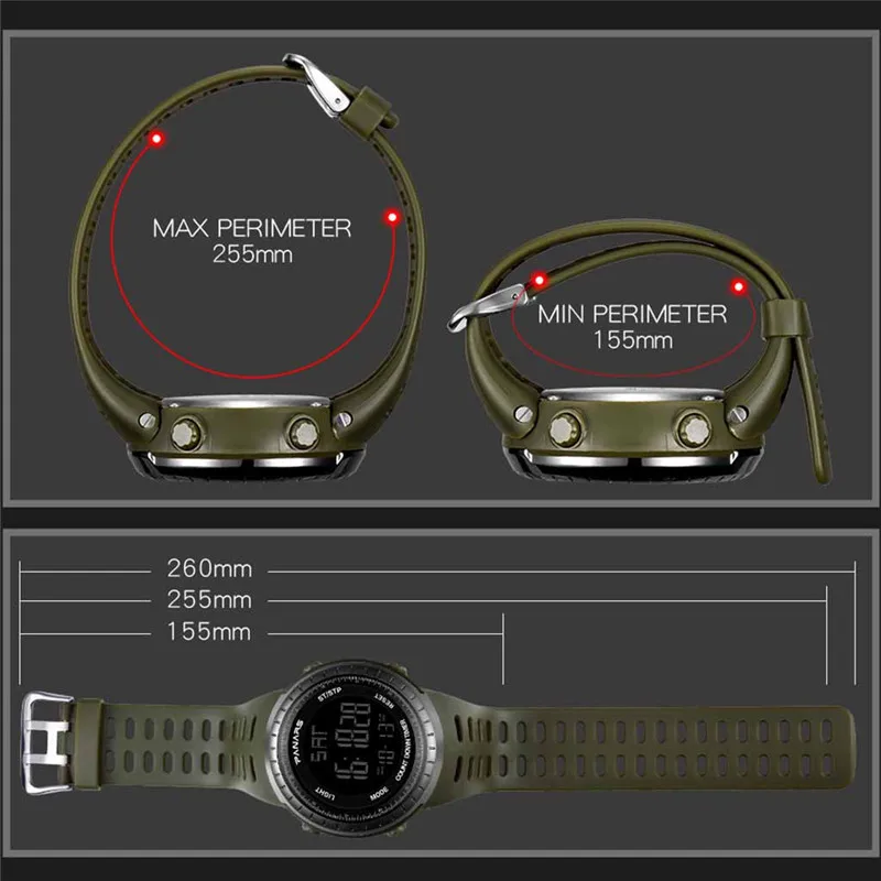 Reloj цифровые PANARS мужские спортивные часы 50 м водонепроницаемый светодиодный двойной Движение Мужские t Военная Электроника Часы мужские s часы A4