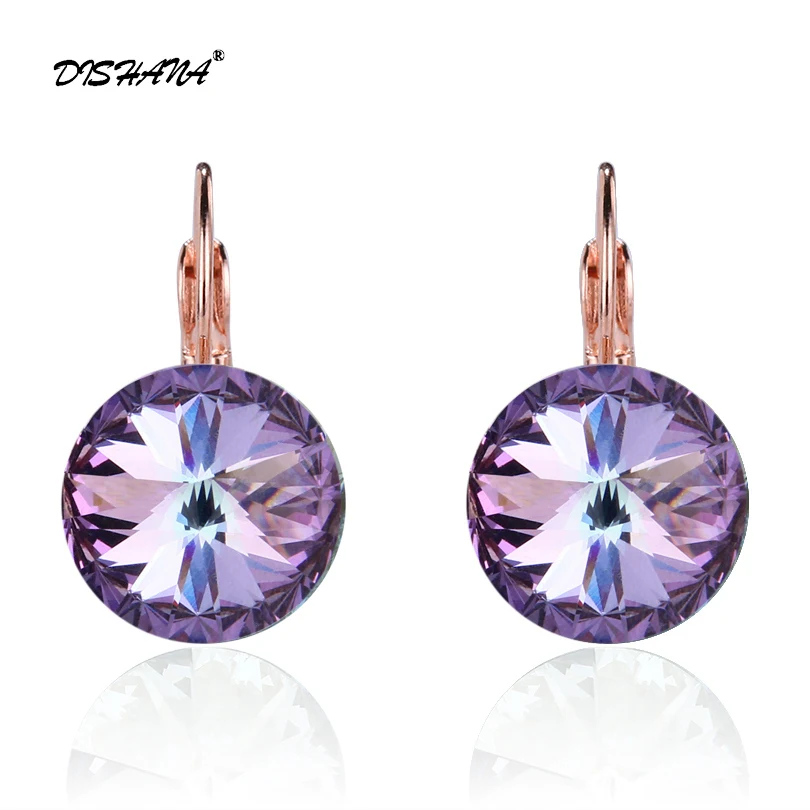 Dishana Romantic Jewelry 2017 Drop Earrings Wedding Elegant Rose Gold-color AAA Cubic Zirconia Stone Earring for Women E0001-2