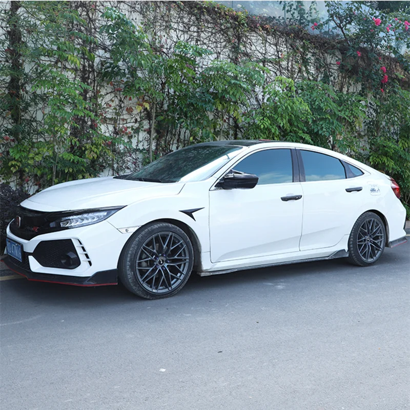 Piezas exteriores de 2 piezas de fibra de carbono ABS cubierta de emblema de cubierta lateral para Honda Civic 2016-2017 cromo estilo