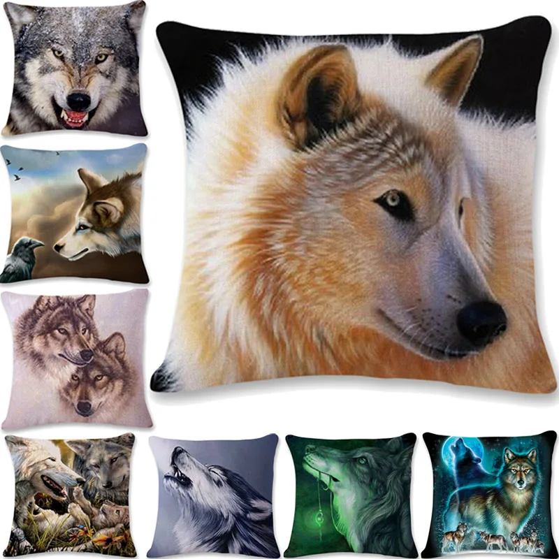 

3D Wolf Cushion Covers Pillow Case Animal Pillowcase Throw Pillow Covers Decorative 45*45 Sofa Chair Car Cushions Home Decor