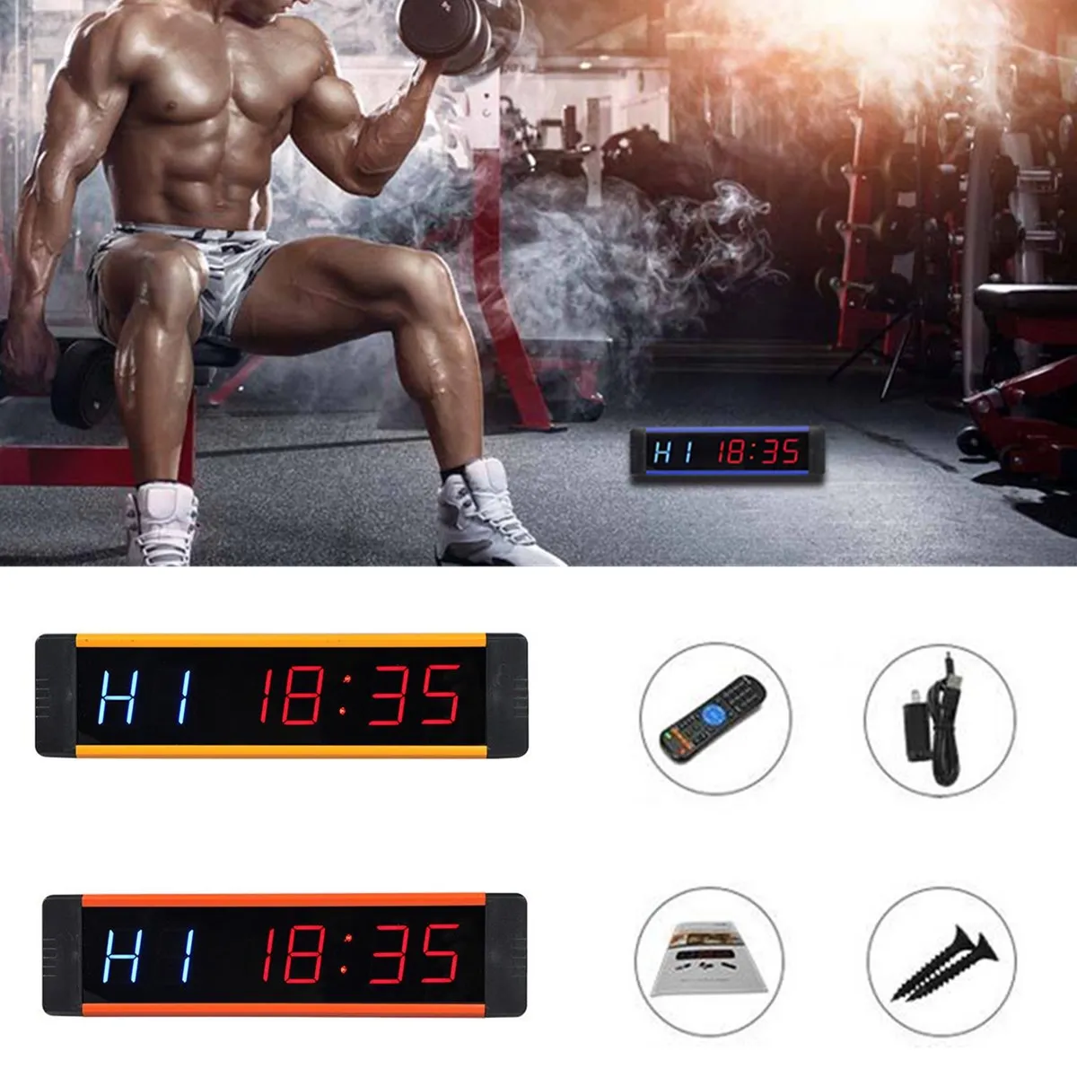 

Free Shipping Programmable Timer LED Display Interval Timer Wall Clock For Gym Fitness Training Time And Rest Time Cycle
