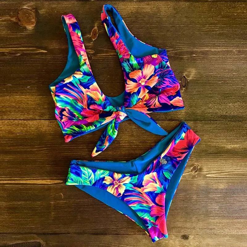 Beach Print Brazilian Bikini Set