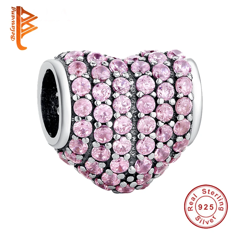 Женские шармы бусины из серебра 925 пробы с розовым кристаллом|beads fit|beads making