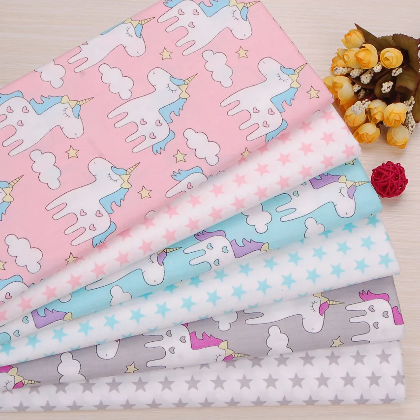 160 см * 50 хлопковая ткань мультфильм единорог Радуга звезды Tissu DIY Детская кроватка