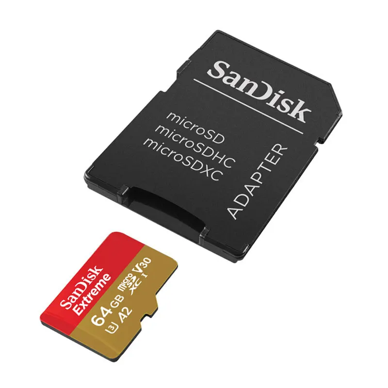 Оригинальная карта памяти SanDisk Экстремальный 32 Гб A1 SDHC 64 Гб 128 ГБ 256 ГБ A2 SDXC 4K UHD U3 Micro SD карта памяти Microsd