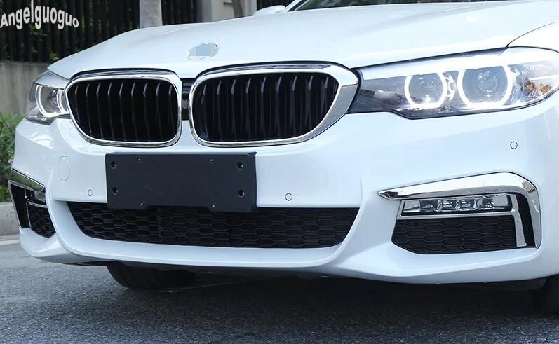 2 шт. ABS хромированные Блестки для автомобиля Передние противотуманные декоративные полоски для BMW 5 серии G30 18 530li и т. Д. M спортивные аксессуары