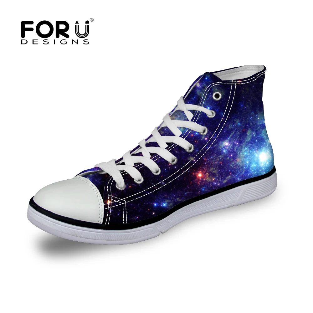 2017 Canvas Shoes for Men Galaxy Star Universe Printed High Top Casual