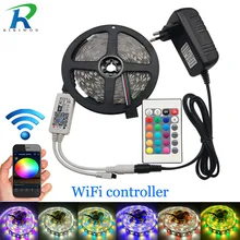 Светодиодная лента 5050 RGB RGBW/RGBWW WiFi 10 м 5 м DC 12 В 5050 RGB Светодиодная лента RGBW полоса гибкий светильник WiFi 24 клавиши контроллер адаптер