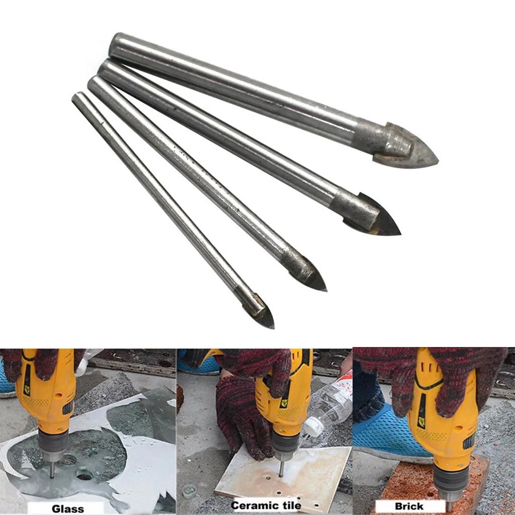 

Drill Bits Set Glass Marble Porcelain Spear Head Ceramic Tile Drill Bit 4/6/8/10mm Tool 4pc Woodworking Hand Tools#es