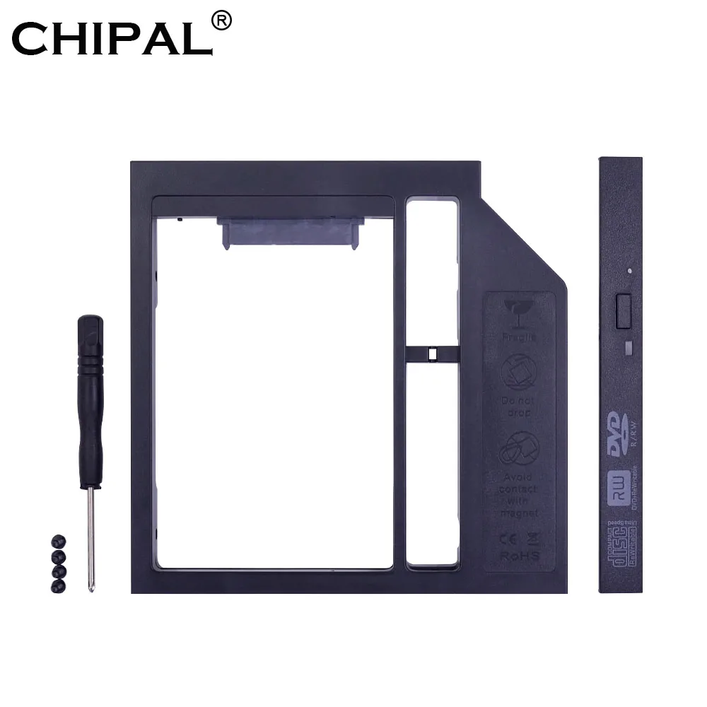 CHIPAL Universal SATA 3.0 2 차 HDD 캐디 12.7mm 2.5 2T 하드 디스크 드라이브 SSD 케이스 인클로저 노트북 CD-ROM DVD-ROM Optibay