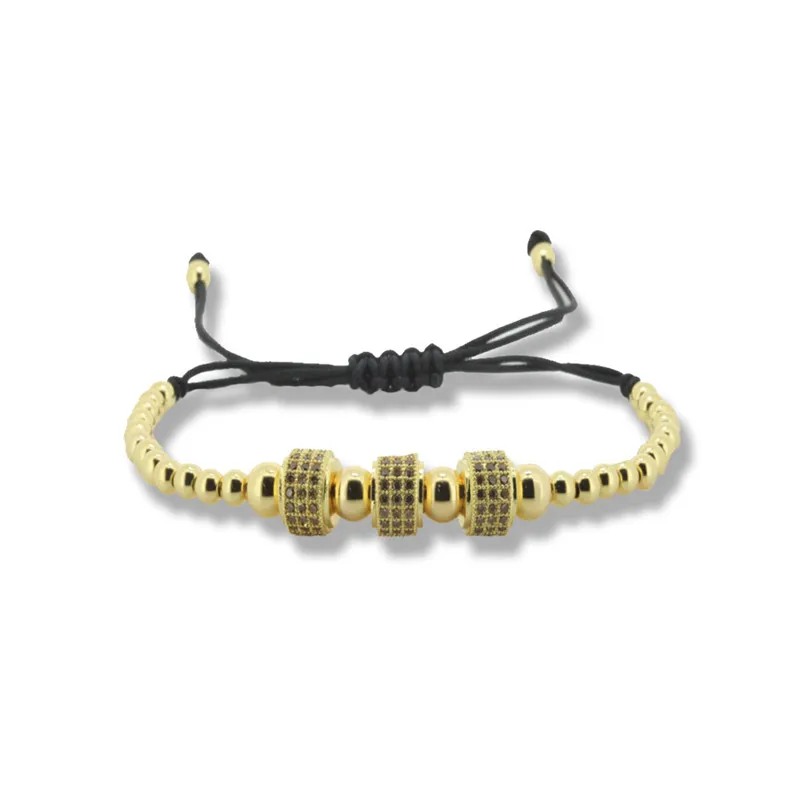 

Famous Anil Arjandas Men Bracelets 8mm Pave Setting CZ Bead 24K 4mm Round Bead Braiding Macrame Bracelet for Men A-0190