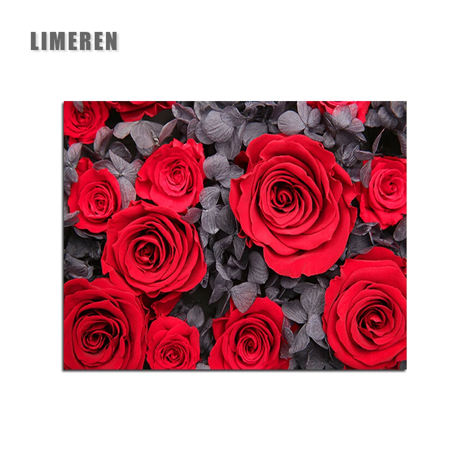 

Red Rose Flower DIY Coloring Painting By Numbers DIY Oil Paintings Home Decor Wall Pictures Decoration Canvas Painting
