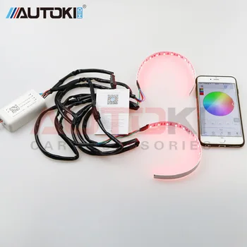 

AUTOKI High Quality New Circular 360 Led Devil Eye Demon Eye Color Change by Celphone APP HID Xenon Projector Lens