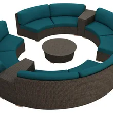 Всепогодный Открытый 7 шт. Патио Плетеный Круглый секционный набор