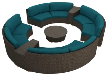 

All Weather Outdoor 7 Piece Patio Wicker Round Sectional Set