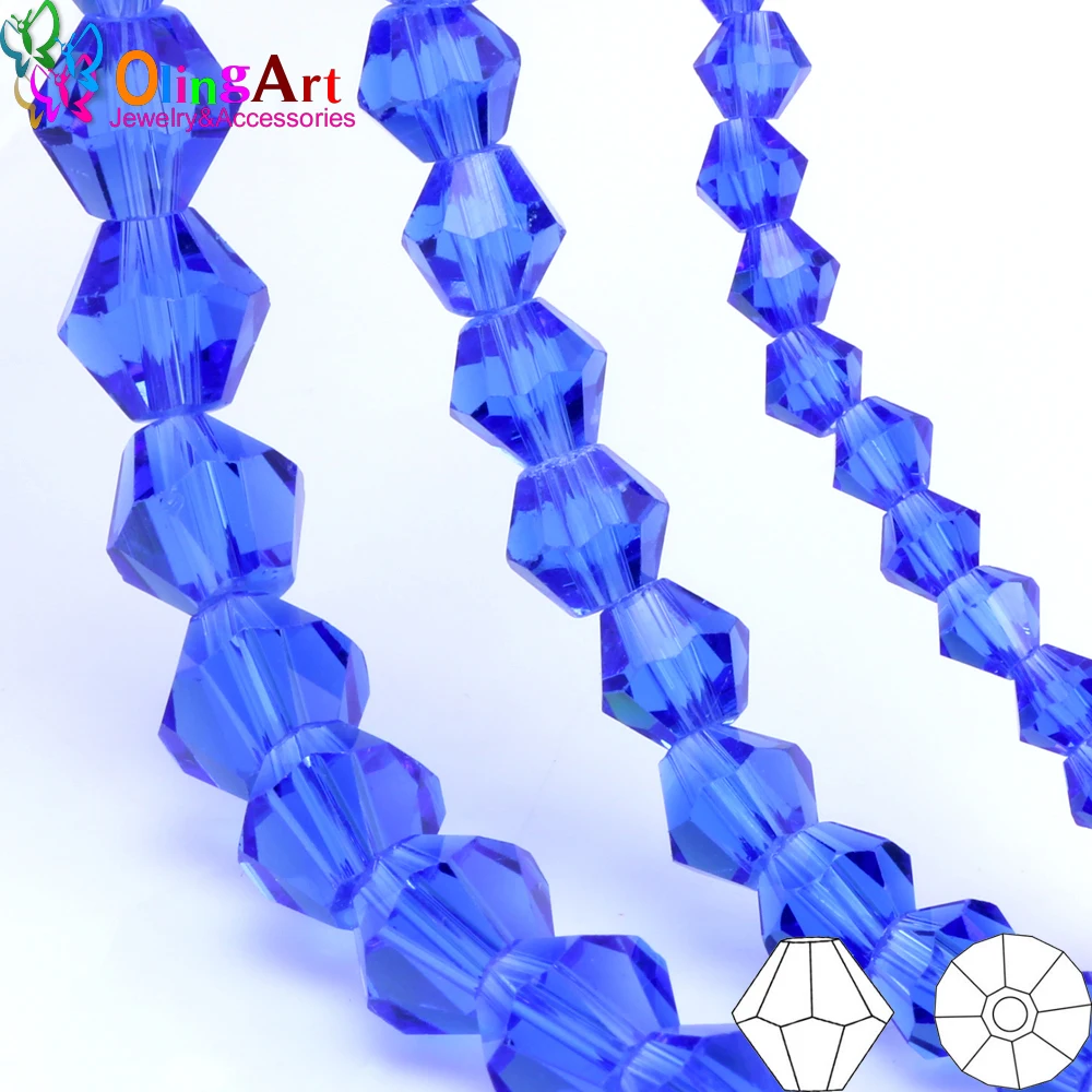 

OlingArt 3mm/4mm/6mm/8mm Bicone Upscale Austrian Multicolored crystal Blue color beads Loose bead bracelet DIY Jewelry Making