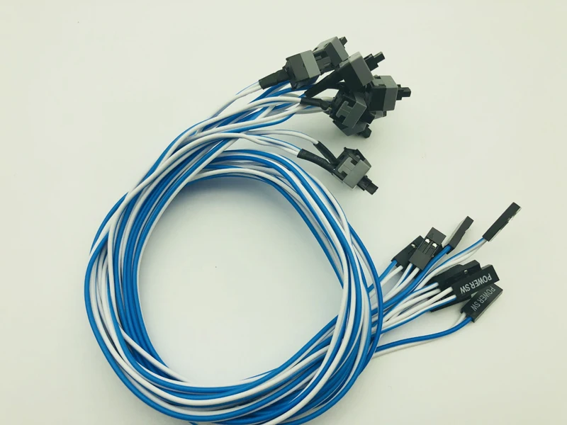 10Pcs 50cm 2Pin SW PC Power Cable on/off Push Button ATX Computer Switch Wire Power SW Switch Cable Re-start Cord for BTC Mining