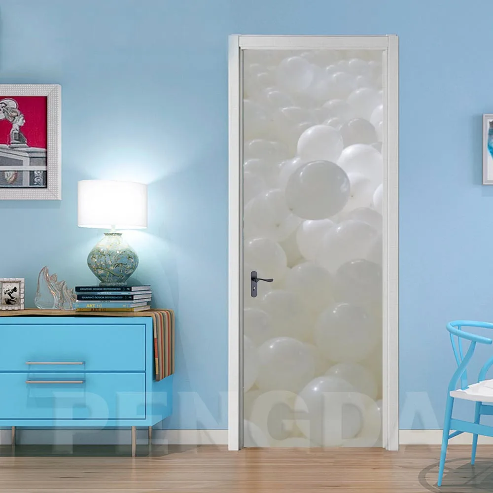 3D холст домашний декор двери наклейки белый шар самоклеющиеся ПВХ плакат печать искусство картина водонепроницаемый обои для гостиной