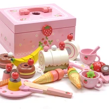 Hot! Pink Colour Wooden Toy Pretend Play Toy Simulation Magnetic Ice Cream Colourful Kitchen Food Baby Toy Food Birthday D187