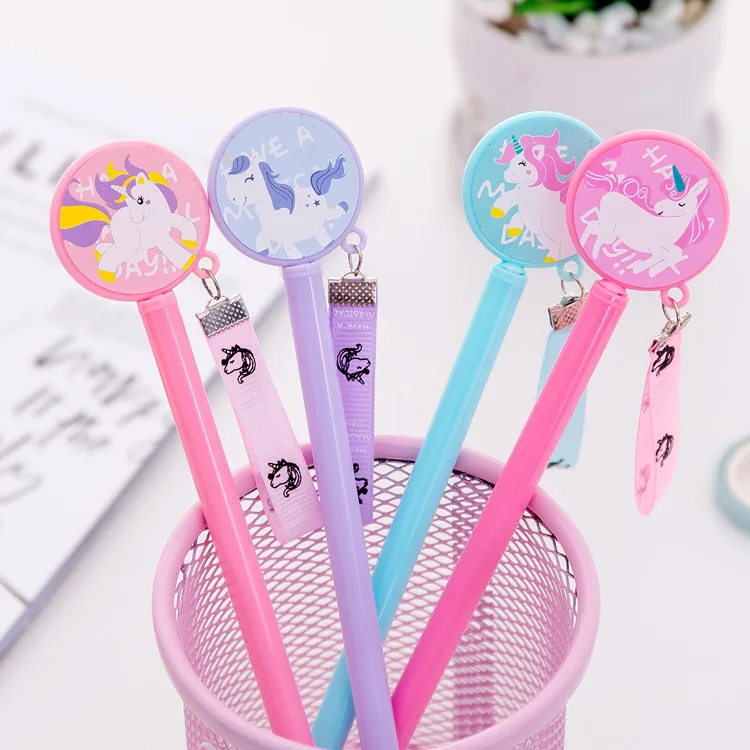 

cute kawaii horse cartoon pendant 0.38mm black ink gel pen for kids promotion gift write pens school office supplies stationery