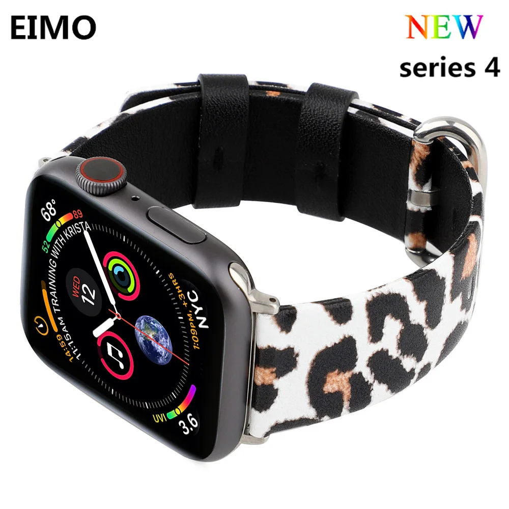

CRESTED Leather strap For Apple watch band 44mm 42mm 40mm 38mm iwatch 4 3 2 1 New Design Leopard Print Watchband wrist belt