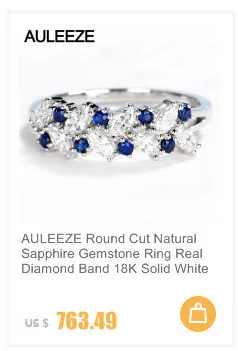 AULEEZE винтажный 0,8 cttw натуральный сапфир Weedding Band 18 к белое золото настоящий бриллиантовый, рубиновый кольца для женщин драгоценный камень ювелирные изделия