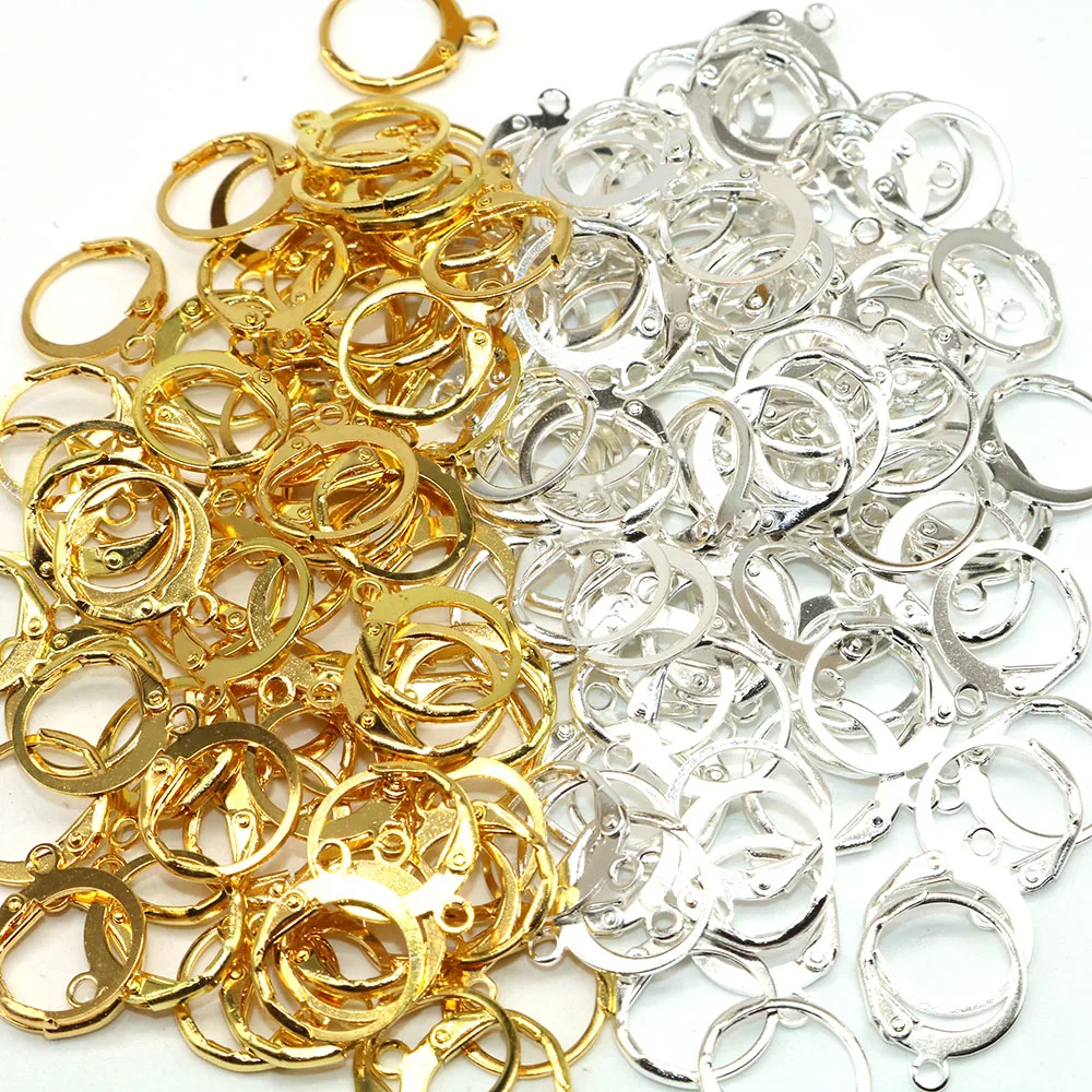 

50pcs Metal Rhodium Copper Clip On Earring Clasps Hooks Findings With Loop Clasp Round Base For Diy Earring Making Accessories