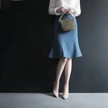 Лидер продаж Для женщин Демисезонный на резинке с оборкой, с высокой посадкой Юбки Женский хип средней длины Повседневное Стиль юбки-трубы M19