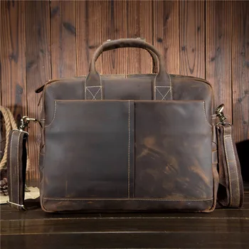 

Computer pack fashion casual mad horse skin leather men bag men's portable single-shoulder satchel retro briefcase 1019