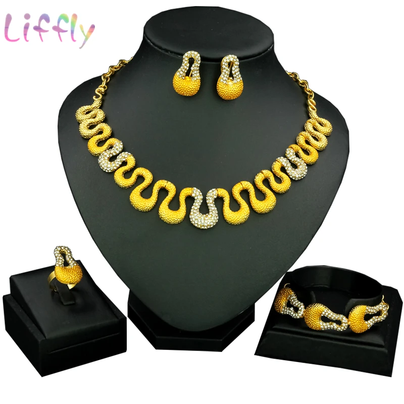 

African Jewelry Set Ladies Jewelry Set Wedding Engagement Jewelry Necklace Ring Earrings Bracelet Indian Bridal Jewelry