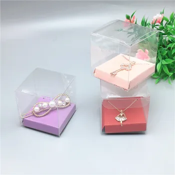 

50 Set Transparent Mini Cute Square Box DIY Necklace/Earrings/Pendant Display PVC Box Fashion Jewelry Packaging Box