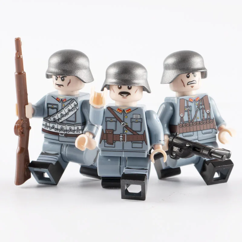 Военный солдат WW2 Minifigs Строительные блоки Набор немецкая армия шлем оружие стрелы совместимые части игрушек подарки для детей D097