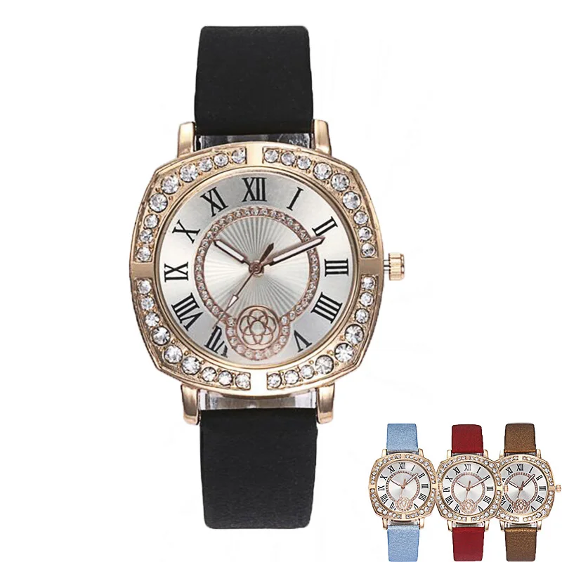 

Top Brand Luxury Fashion Women Diamond Analog Leather Quartz Wrist Watch Saat Watches Womens Watches Reloj Mujer 2019
