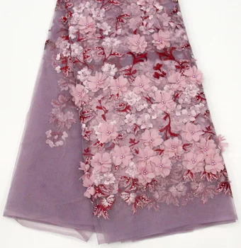 

Latest Nigerian 3d Lace Fabric 2019 High Quality Lace 3d French Bridal Beads Lace Fabric For embroidery Lace 5yards